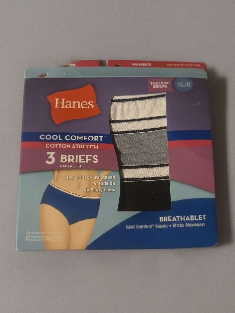 XL/8-Hanes 3-Pack Womans Briefs - Black, Gray, White